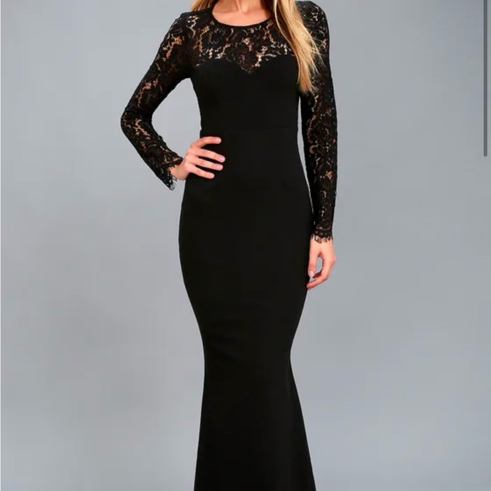 Lulu's Black Long Sleeve Lace Dress